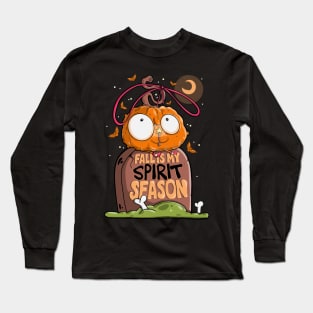 Fall is My Spirit Season Cute Cartoon Pumpkin Long Sleeve T-Shirt